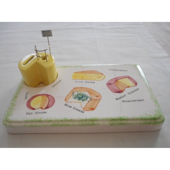 Vintage 1960s Novelty Ceramic Cheese Tray Board Mice At Work MIJ Japan - Picture 1 of 6